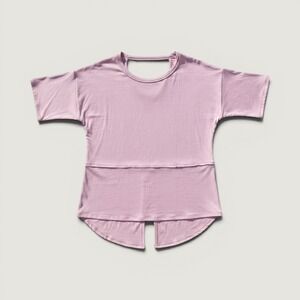 Shannon Passero Split Back Top Womens Large Pink NWT Open Back Short Sleeve
